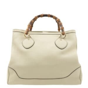 GUCCI Bamboo Leather Hand Bag Ivory 282317 | AlmaBagz