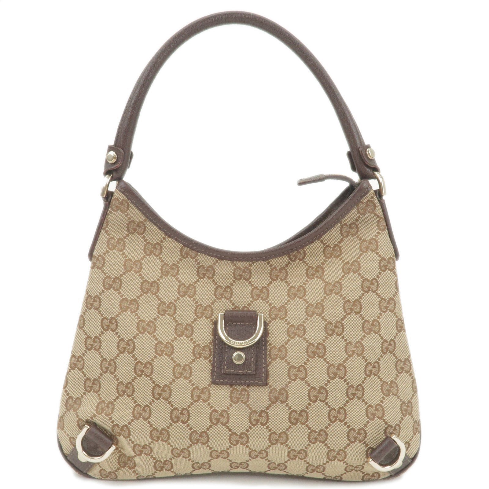 GUCCI Abbey GG Canvas Leather Shoulder Bag Beige Brown 130738 | AlmaBagz
