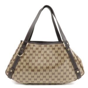 GUCCI Abbey GG Crystal Leather Tote Bag Beige Brown 293578 | AlmaBagz