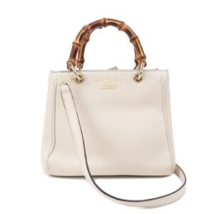 GUCCI Bamboo Leather 2WAY bag Shoulder Bag Ivory 368823 | AlmaBagz