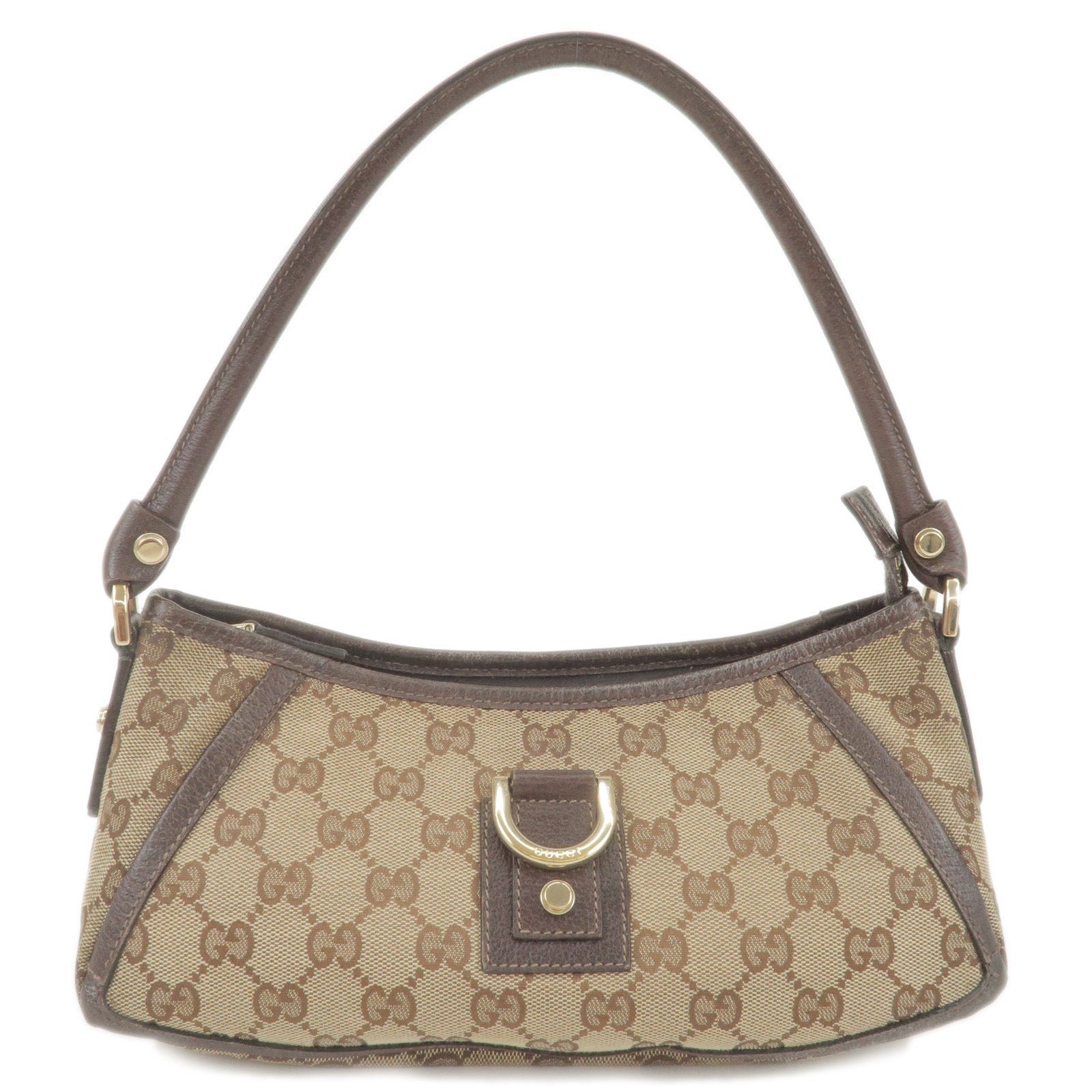 GUCCI Abbey GG Canvas Leather Shoulder Bag Beige Brown 130939 | AlmaBagz