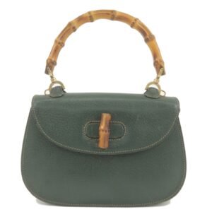 GUCCI Bamboo Leather Hand Bag Purse Green 000.1014.0188 | AlmaBagz