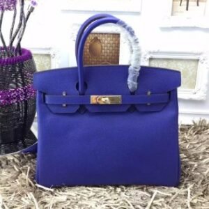 Hermes Birkin 35cm Epsom Leather Handbags Electric Blue Gold | AlmaBagz
