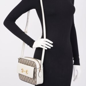 Gucci Horsebit 1955 Small Shoulder Bag Supreme / White Coated Canvas | AlmaBagz