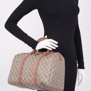 Gucci GG Supreme Stars Joy Boston Beige / Dusty Pink Coated Canvas Medium | AlmaBagz