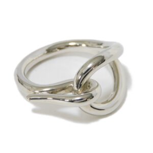 HERMES Scarf ring metal Silver logo engraving jumbo | AlmaBagz