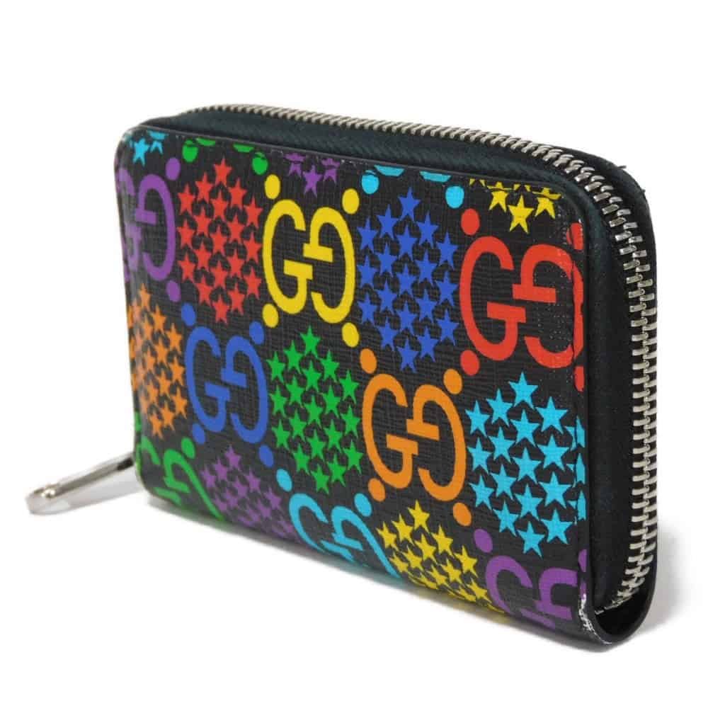 GUCCI Coin case 601095 H20BN 1058 GG psychedelic canvas x calf leather (embossed) multicolor Zip Around GG psychedelic compact zip around wallet mens Used | AlmaBagz