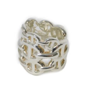 HERMES Ring Ag925 Silver Anchor Chain Chene Dunkle Enchane GM | AlmaBagz