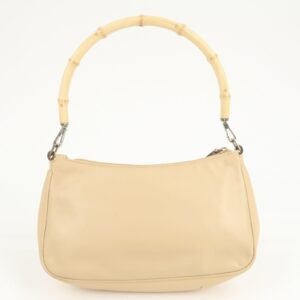 GUCCI Bamboo Leather Shoulder Bag Beige 001.3865 | AlmaBagz