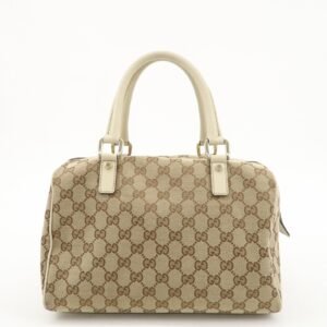 GUCCI Abbey GG Canvas Leather Mini Boston Bag Beige Ivory 153026 | AlmaBagz