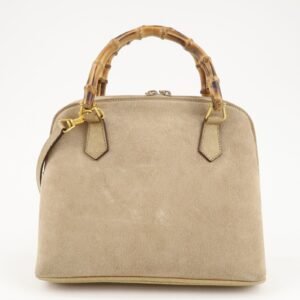 GUCCI Bamboo Suede Leather 2WAY Bag 000.2214.0290 Beige | AlmaBagz