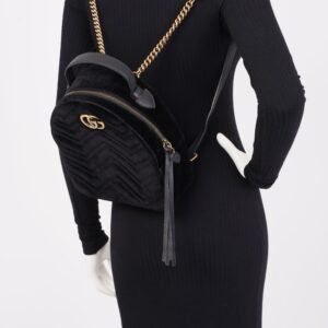 Gucci GG Marmont Matelasse Backpack Black Velvet | AlmaBagz