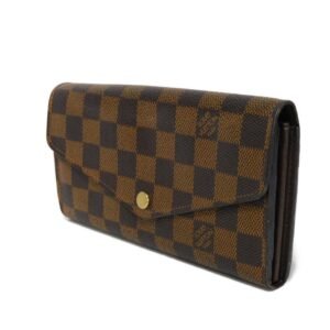 LOUIS VUITTON Long Wallet Purse N63209 Damier canvas x grain leather (embossed) Ebene Damier Portefeuille Sarah | AlmaBagz