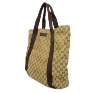 GUCCI Tote Bag 189669 GG canvas x calf leather (embossed) beige Logo embossing GG canvas tote | AlmaBagz