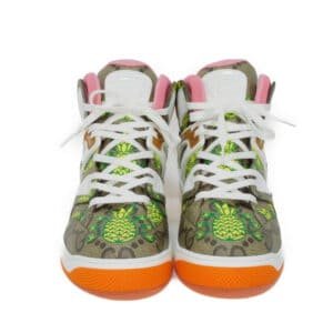 GUCCI sneakers 673029 GG canvas x rubber multicolor GG Supreme Pineapple Rose High Top mens Used | AlmaBagz