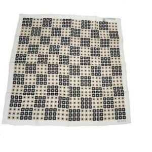 Gucci Tan Black White Print Geometric Silk Scarf | AlmaBagz