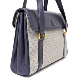 Gucci Gg Supreme Tote Bag Micro Guccissima Print Top Handle Blue Coated Canvas And Leather Satchel | AlmaBagz