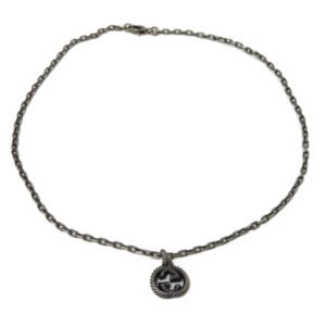 GUCCI Necklace 604155 J8400 0811 Ag925 Silver (smoked) GG logo Interlocking G Pendant mens Used | AlmaBagz