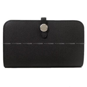 HERMES long wallet Dogon GM Noir (Black) Veau Togo Silver HW Stamp | AlmaBagz