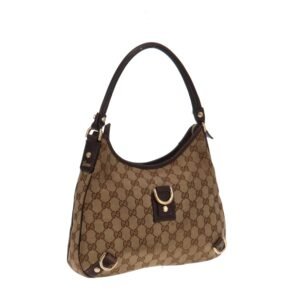 Gucci GG Canvas and Brown Leather Trim Abbey Shoulder Bag | AlmaBagz