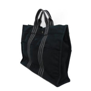 HERMES Tote Bag cotton Black x gray Serie button Fool Toe MM mens(Unisex) Used | AlmaBagz