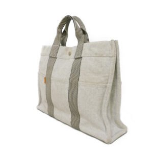 HERMES Tote Bag Cotton canvas Light gray Serie button New Fool Toe MM mens(Unisex) Used | AlmaBagz