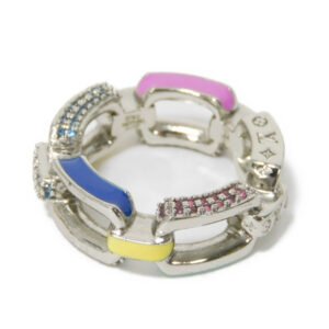 LOUIS VUITTON Ring M0918M Enamel x rhinestone x metal multicolor Monogram LV Berg Paradise Chain mens M Used | AlmaBagz