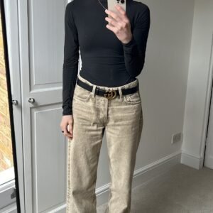 Gucci GG Marmont Black Leather Belt with Shiny Buckle (£360) | AlmaBagz