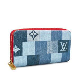 Louis Vuitton Monogram Denim Patchwork Zippie Wallet Roundfashner Long Wallet M44938 Indigo Blue Denim Leather Ladies Louis Vuitton | AlmaBagz