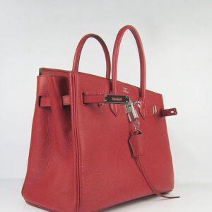 Hermes Birkin 35cm Togo Leather Handbags Red Silver | AlmaBagz