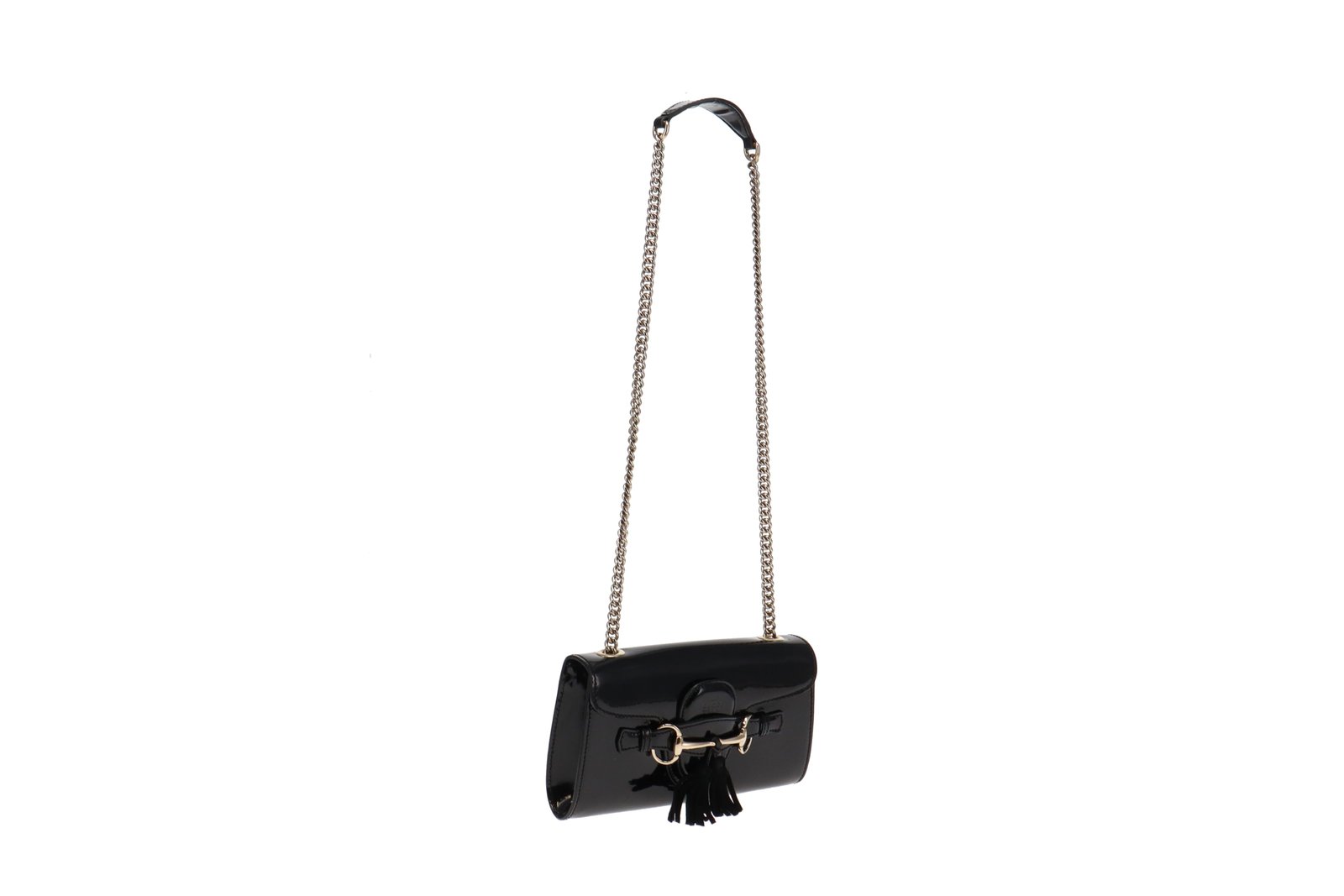 Gucci Emily Chain Flap Black Patent | AlmaBagz