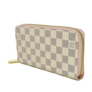 LOUIS VUITTON Long Wallet Purse N63503 Damier Azur canvas x grained leather (embossed) Rose valerine Damier Azur Zippy wallet Women Used | AlmaBagz