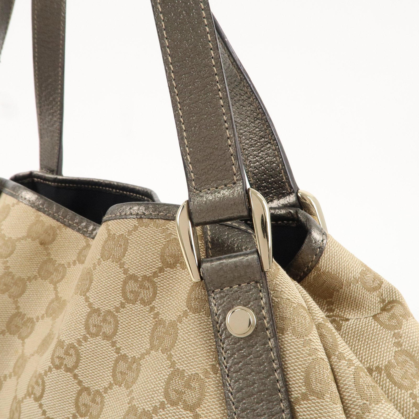 GUCCI Abbey GG Canvas Leather Tote Hand Bag Beige 130736 | AlmaBagz - Image 9