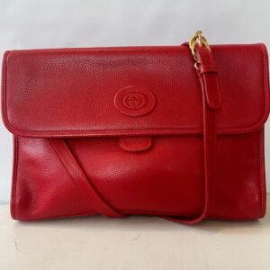 GUCCI Vintage Red Leather Flap Shoulder Bag | AlmaBagz