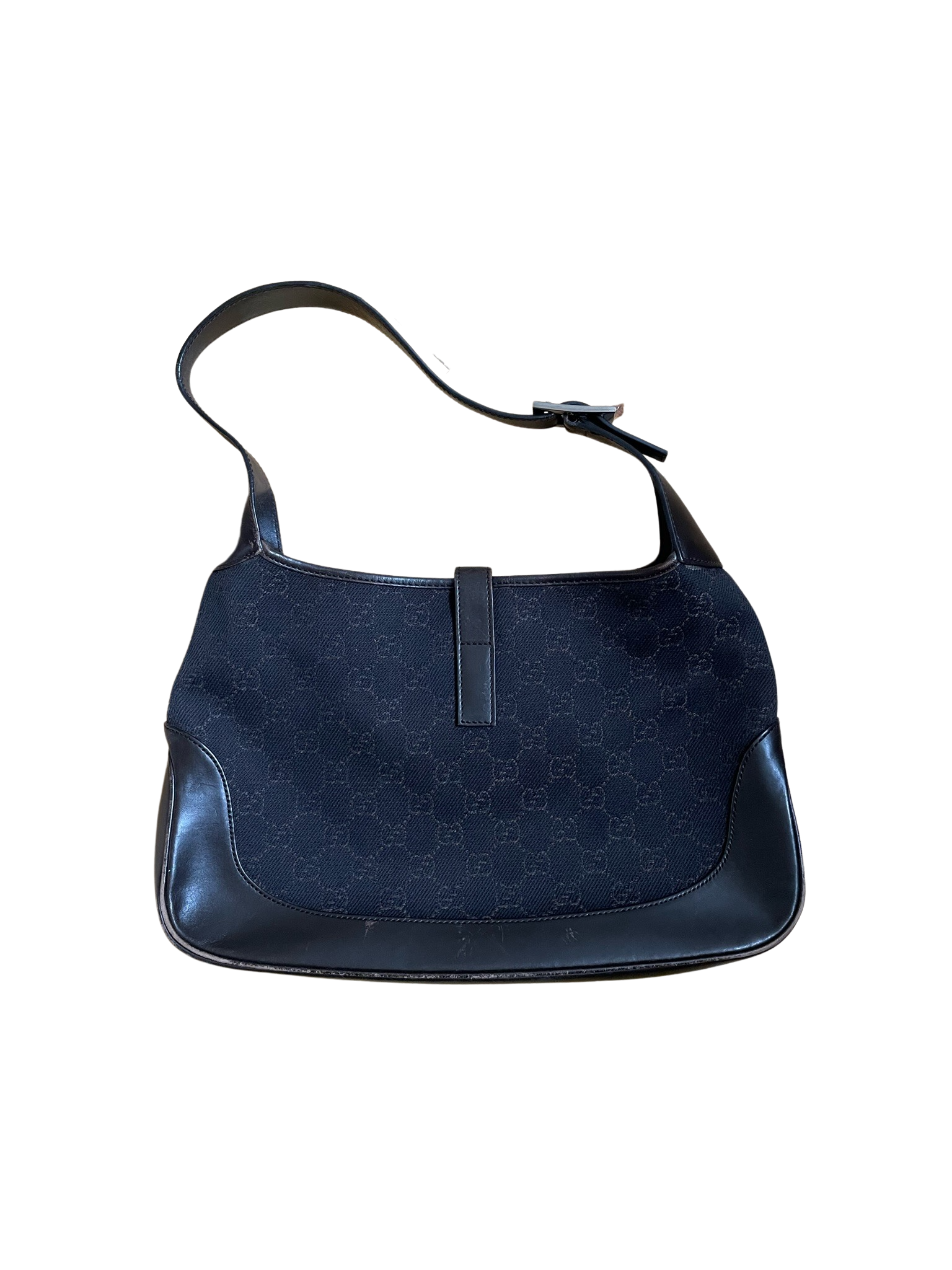 Gucci Jackie Black & Brown Jacquard & Leather Hand Bag | AlmaBagz