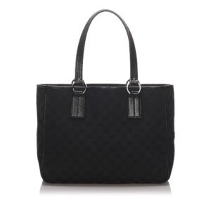 Gucci Black Canvas Fabric GG Tote Bag Italy | AlmaBagz