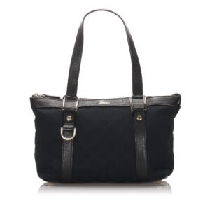 Gucci Black Canvas Fabric GG Tote Bag Italy | AlmaBagz