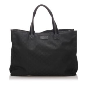 Gucci Black Canvas Fabric GG Tote Bag Italy | AlmaBagz