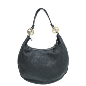 Gucci Black Guccissima GG Twins Hobo Medium Bag | AlmaBagz