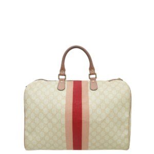 Gucci Beige GG Supreme Script Web Logo Joy Large Boston Bag | AlmaBagz