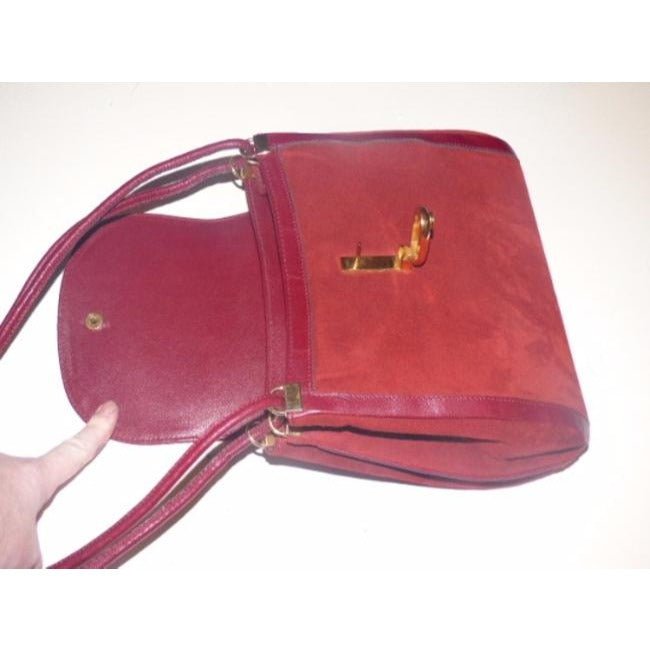 Gucci And Leather Satcheldesigner Purses Red Suede Shoulder Bag | AlmaBagz - Image 4