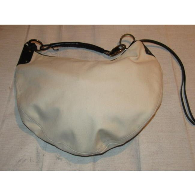 Gucci Vintage White And Gg Leather Hobo Bag | AlmaBagz
