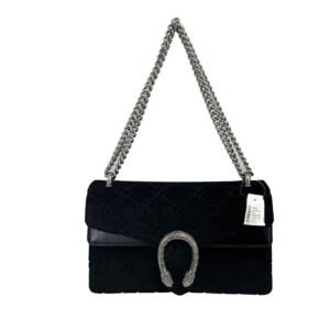 GUCCI - NEW Black / Silver Velvet Embossed GG Dionysus Small Shoulder Bag | AlmaBagz