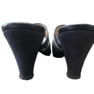 Gucci 1970s- 80s black silk over leather metallic shoes | AlmaBagz