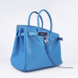 Hermes Birkin 30cm Togo Leather Handbags Blue Silver | AlmaBagz