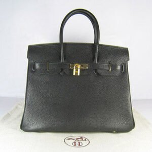 Hermes Birkin 35cm Togo Leather Handbags Black Golden | AlmaBagz