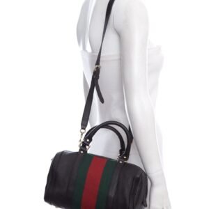 Gucci Black Leather Mini Bowler Handbag | AlmaBagz