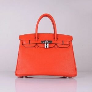 Hermes Birkin 30cm Togo Leather Handbags Bright Orange Silver | AlmaBagz