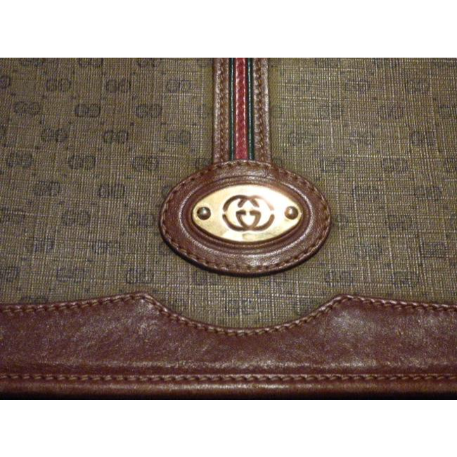 Gucci Vintage Pursesdesigner Purses Brown Leathersmall G Logo Print In Shades Of Brown With Redgreen | AlmaBagz