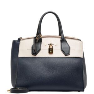 Louis Vuitton City Steamer MM Handbag M42496 Navy Beige Calf | AlmaBagz